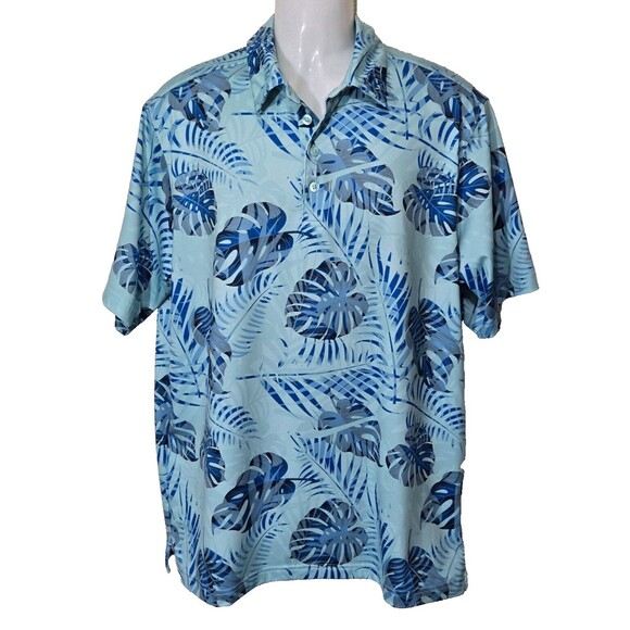 Walter Hagen Other - Walter Hagen Shirt Mens Large Golf Polo Blue Palm Floral 11 Majors Hawaiian